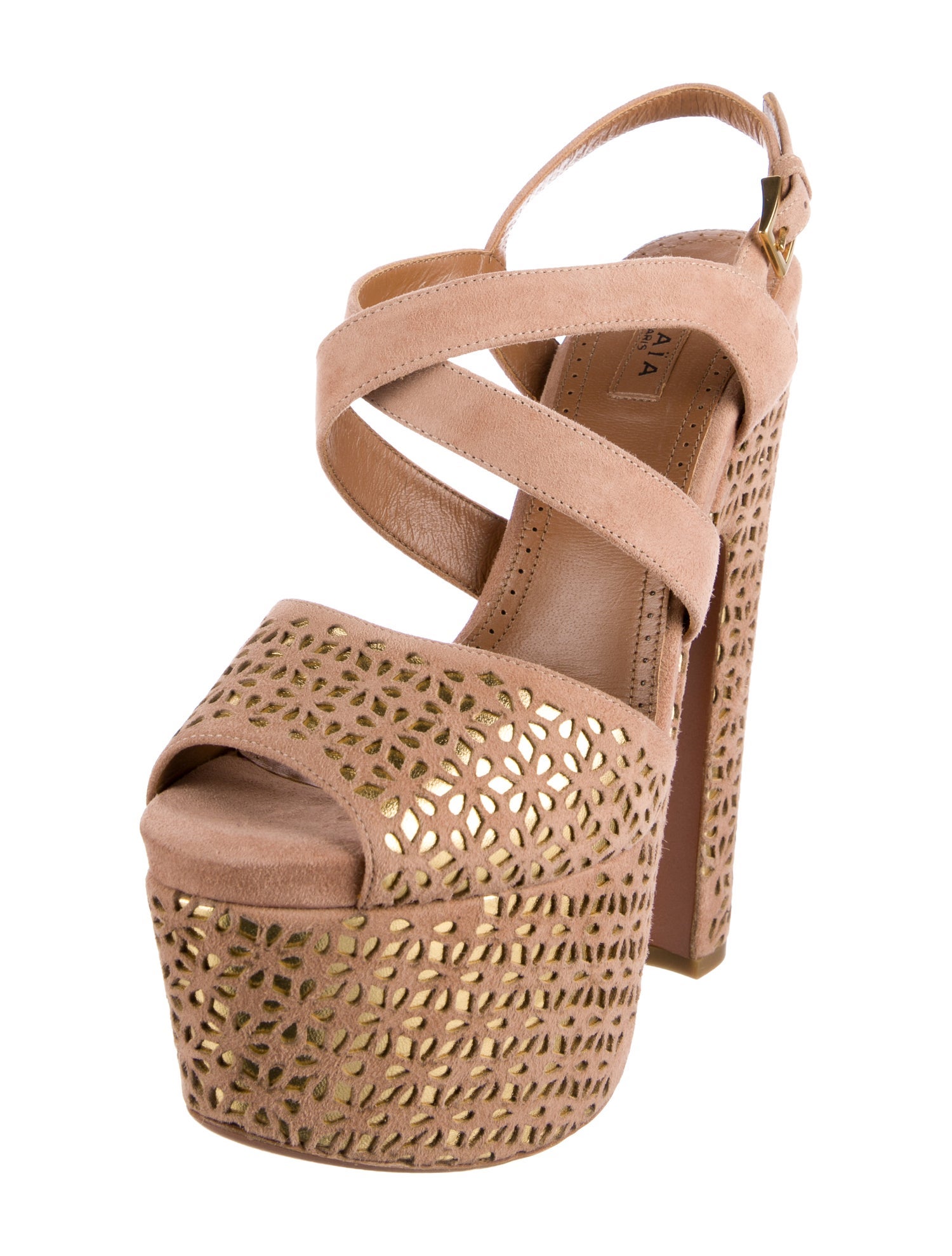 Alaïa Leather Colorblock Pattern Sandals