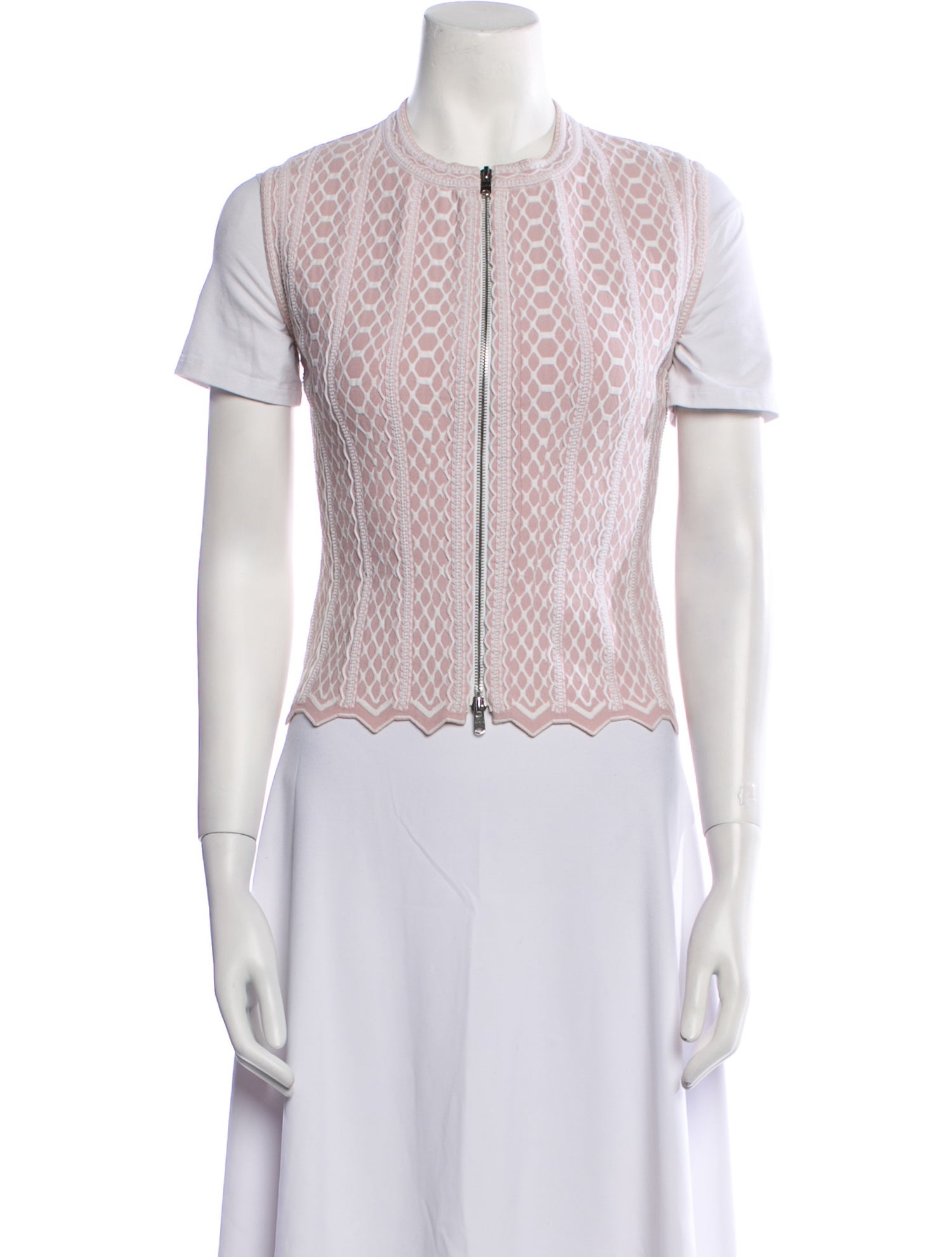 Alaïa Lace Pattern Crew Neck Crop Top