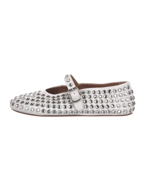 Alaïa Leather Crystal Embellishments Mary Jane Flats