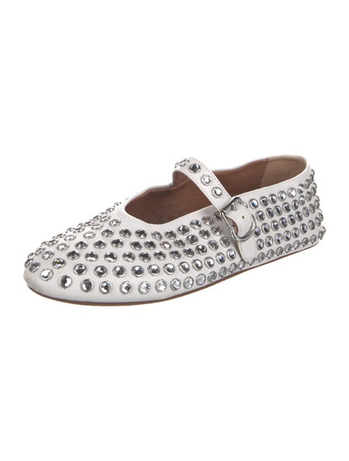 Alaïa Leather Crystal Embellishments Mary Jane Flats
