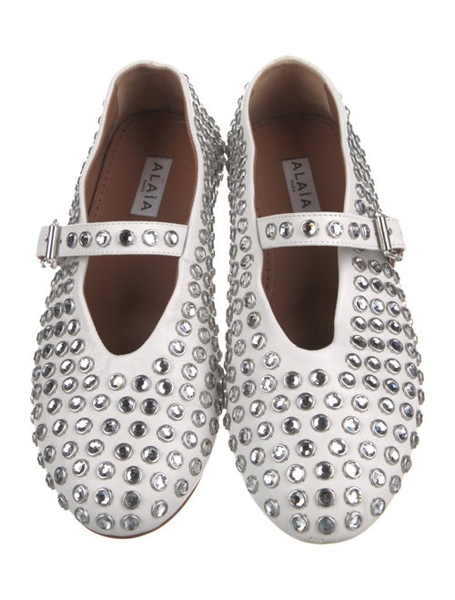 Alaïa Leather Crystal Embellishments Mary Jane Flats