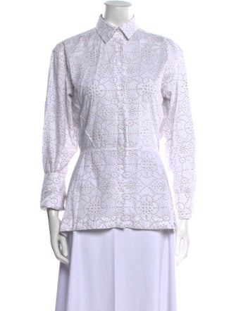Alaïa Lace Pattern Long Sleeve Button-Up Top