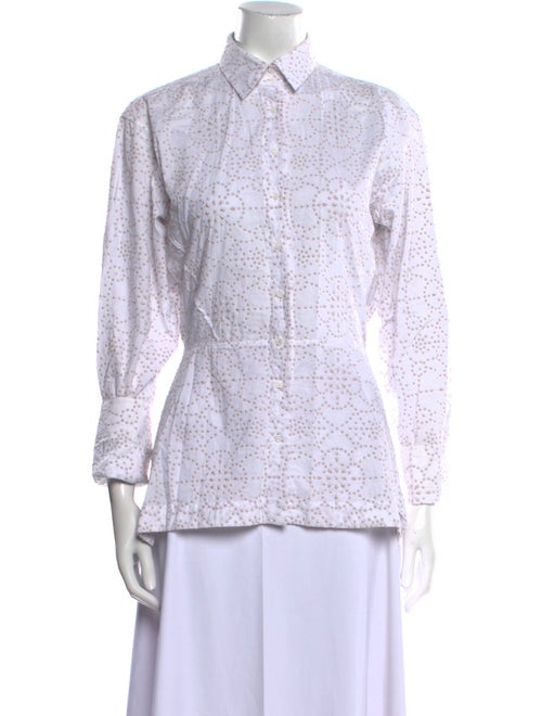 Alaïa Lace Pattern Long Sleeve Button-Up Top