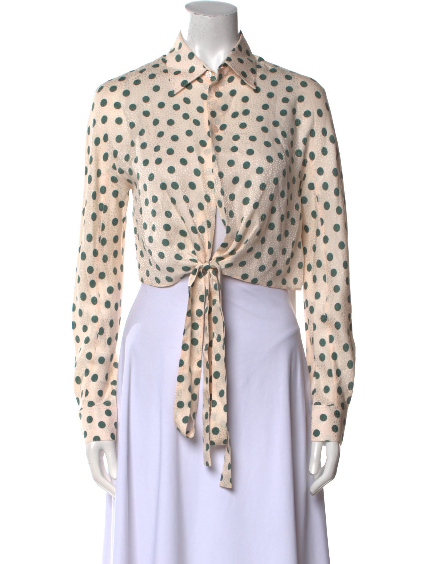 Alaïa Silk Polka Dot Print Crop Top