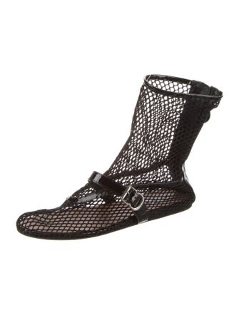 Alaïa Mesh Leather Trim Embellishment Boots