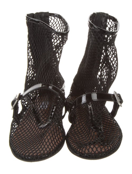 Alaïa Mesh Leather Trim Embellishment Boots