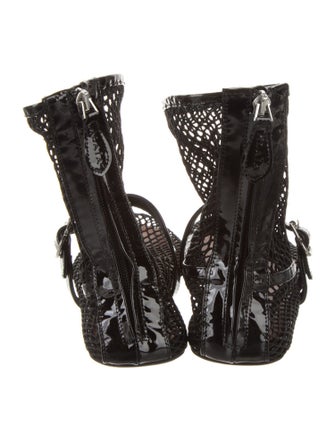 Alaïa Mesh Leather Trim Embellishment Boots