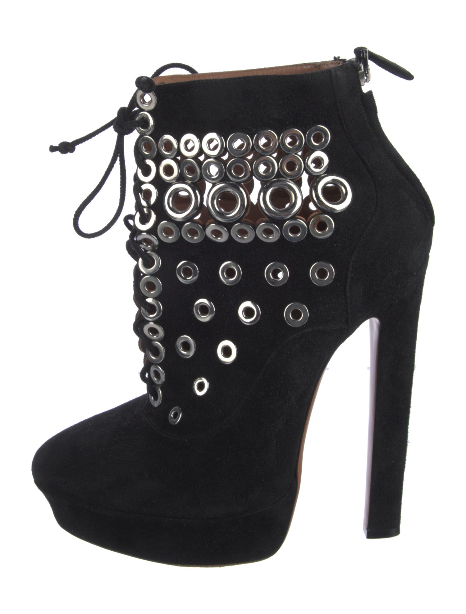 Alaïa Suede Studded Accents Lace-Up Boots