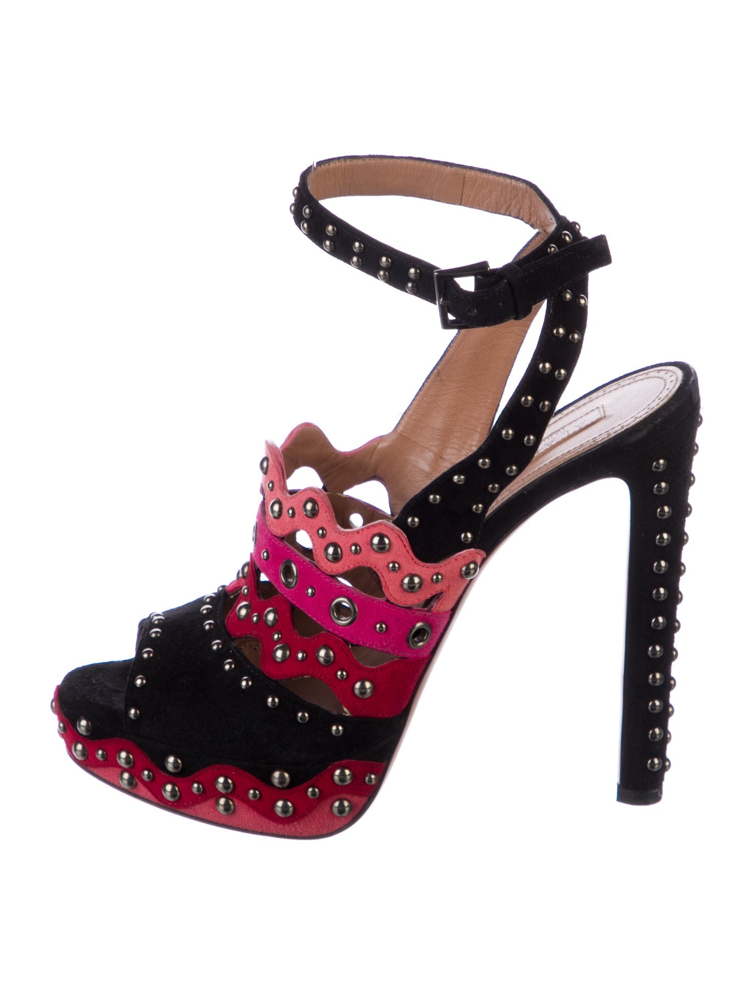 Alaïa Suede Colorblock Pattern Sandals