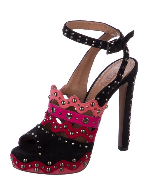 Alaïa Suede Colorblock Pattern Sandals