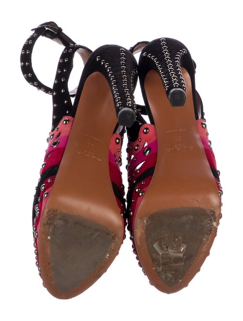 Alaïa Suede Colorblock Pattern Sandals