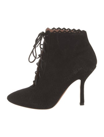 Alaïa Suede Lasercut Accents Lace-Up Boots