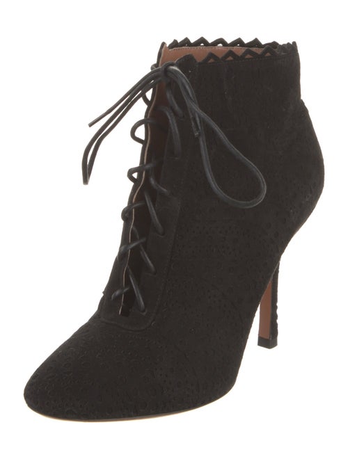 Alaïa Suede Lasercut Accents Lace-Up Boots