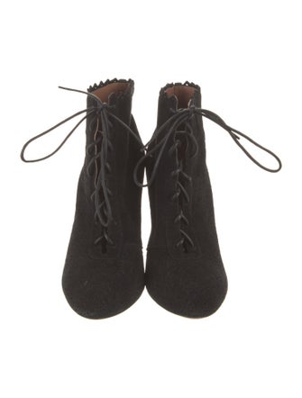 Alaïa Suede Lasercut Accents Lace-Up Boots