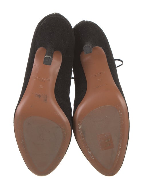 Alaïa Suede Lasercut Accents Lace-Up Boots