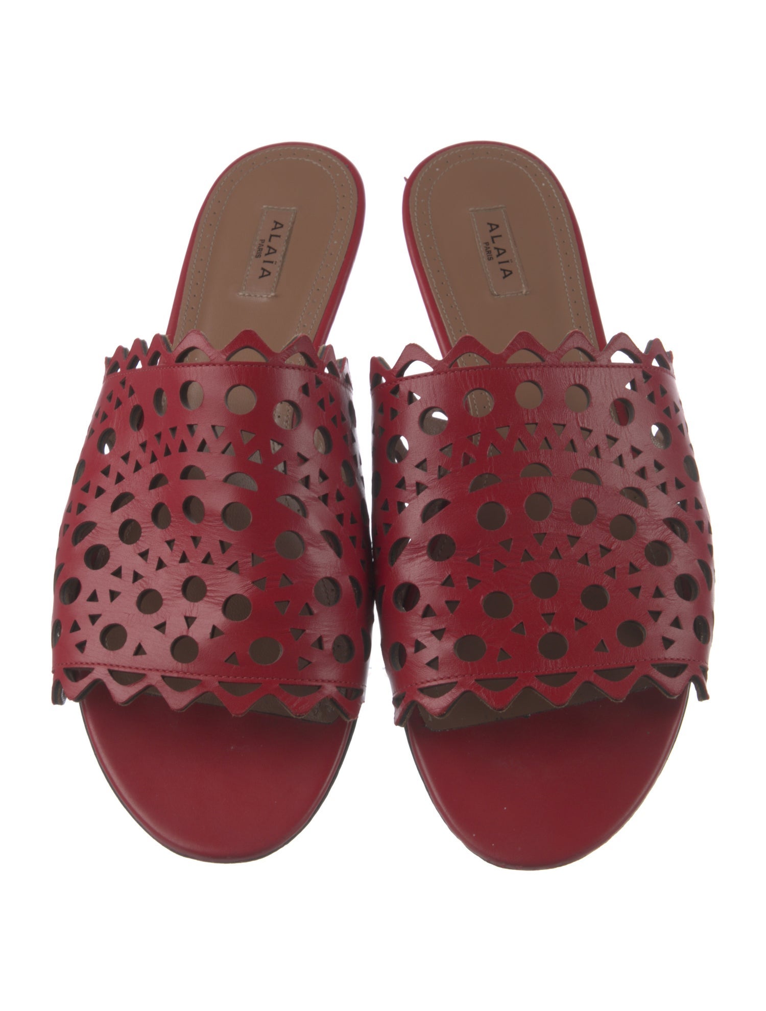Alaïa Leather Lasercut Accents Slides
