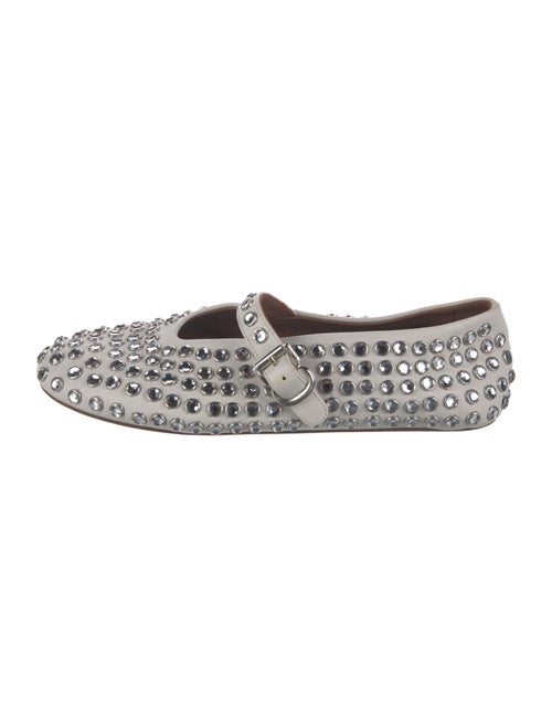 Alaïa Leather Crystal Embellishments Mary Jane Flats