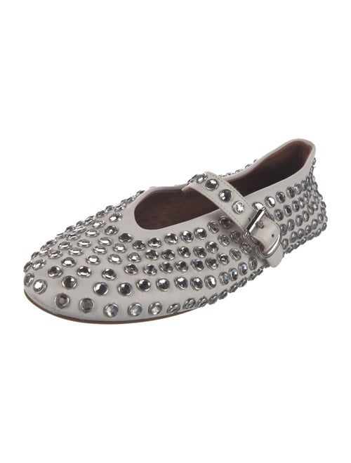 Alaïa Leather Crystal Embellishments Mary Jane Flats