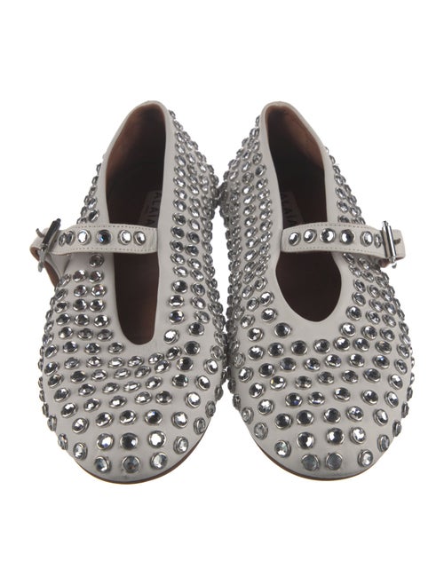 Alaïa Leather Crystal Embellishments Mary Jane Flats