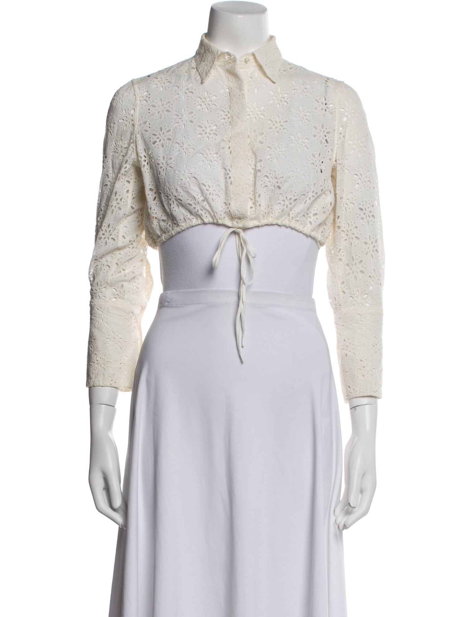 Alaïa Three-Quarter Sleeve Crop Top