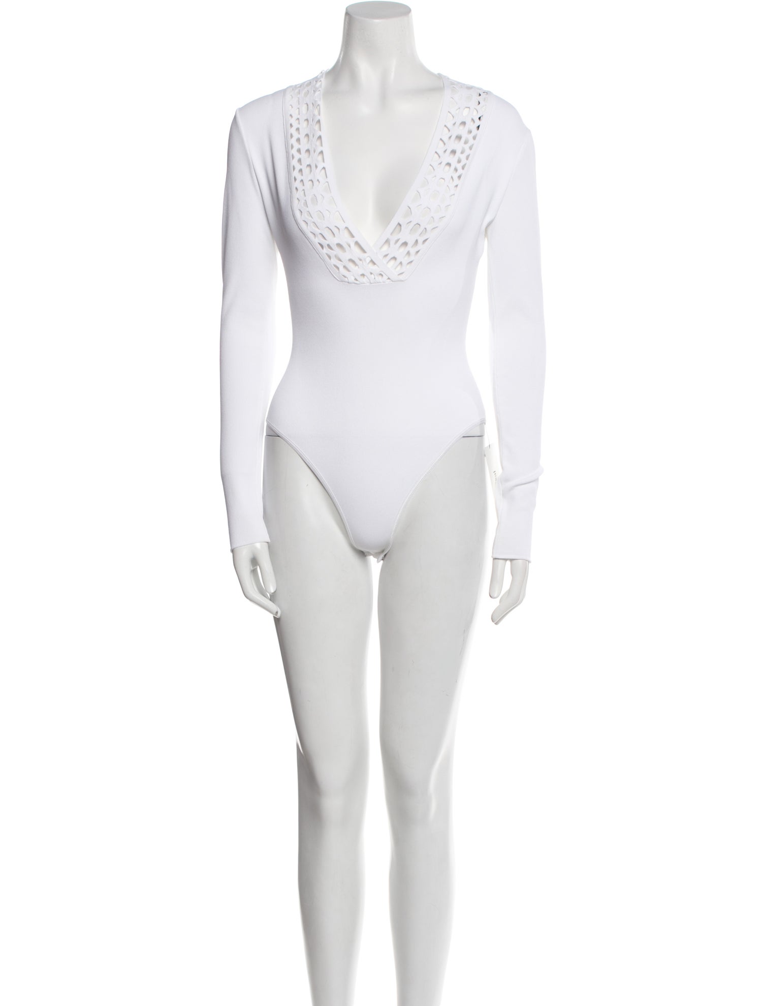 Alaïa V-Neck Long Sleeve Bodysuit