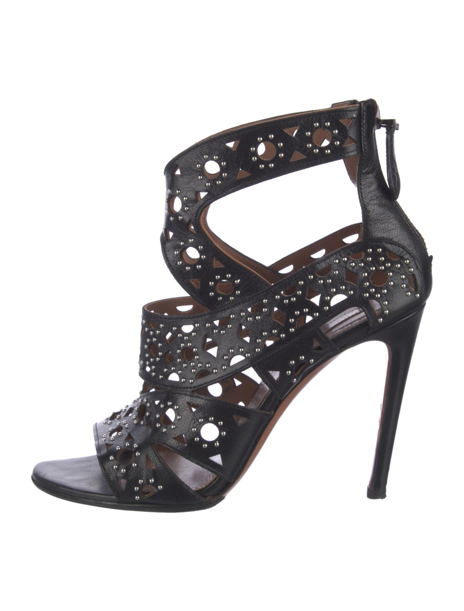 Alaïa Leather Lasercut Accents Sandals