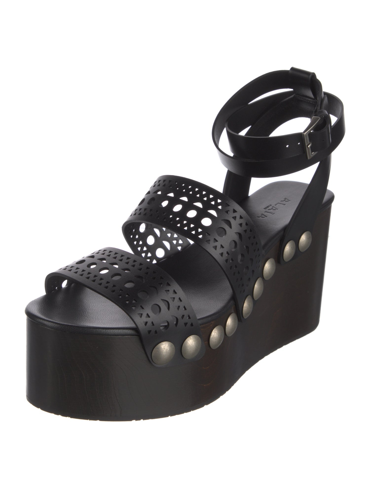 Alaïa Leather Lasercut Accents Gladiator Sandals