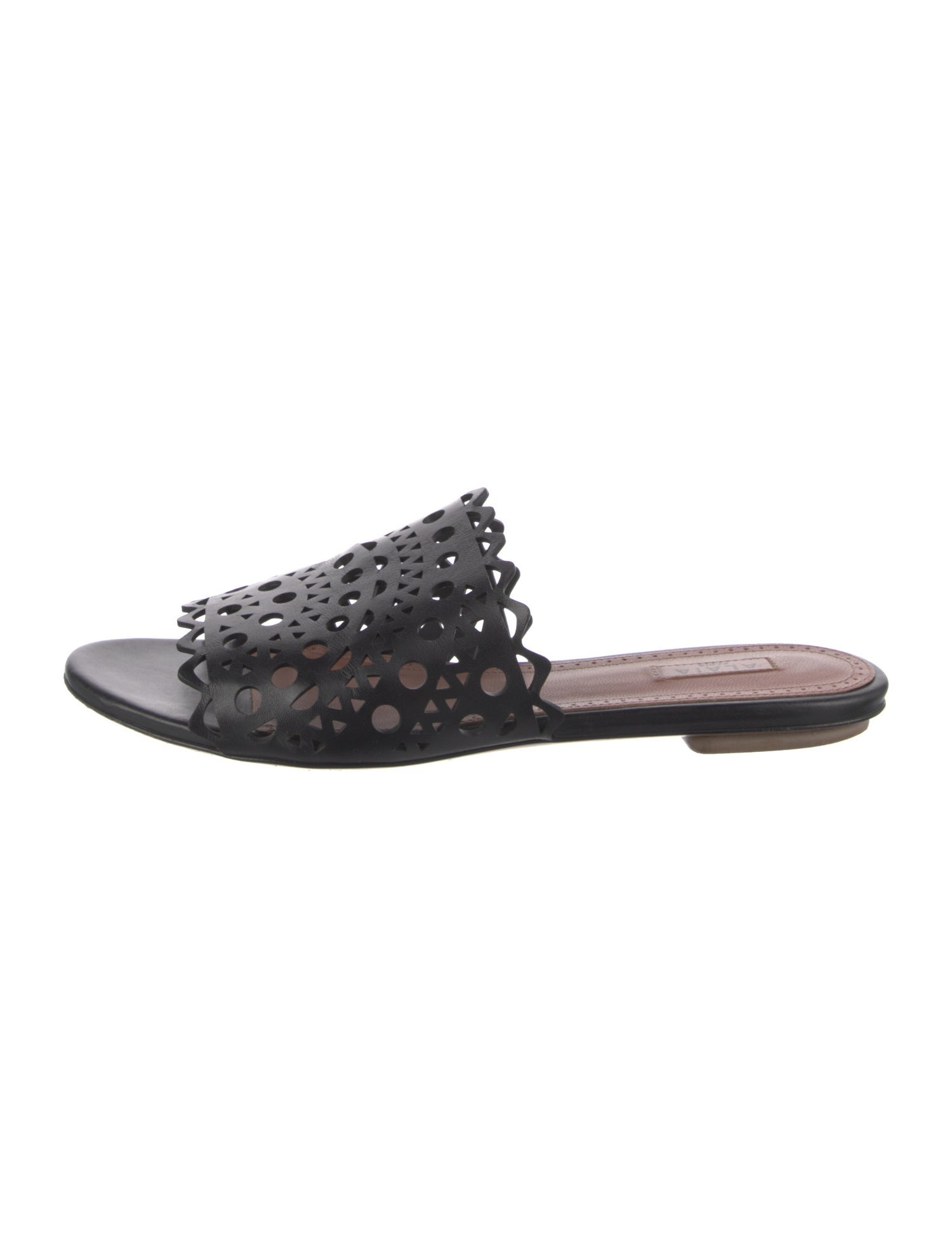 Alaïa Leather Lasercut Accents Slides