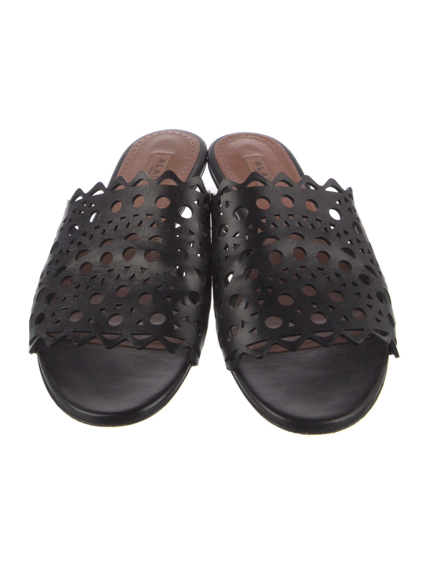 Alaïa Leather Lasercut Accents Slides