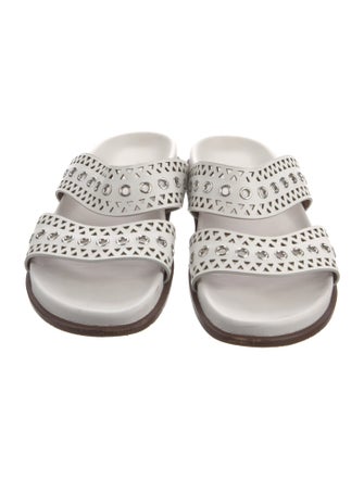 Alaïa Leather Lasercut Accents Slides