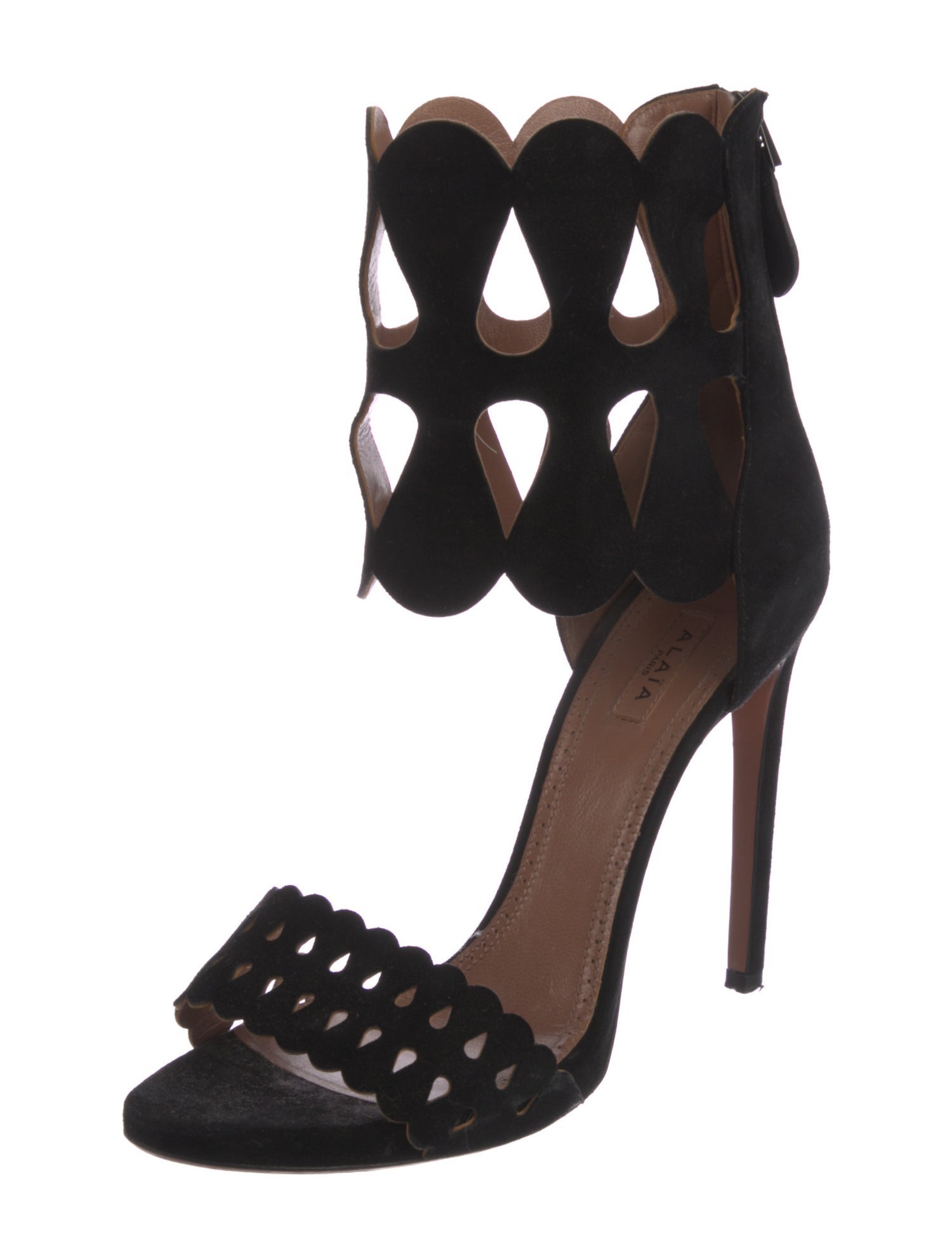 Alaïa Suede Lasercut Accents Sandals