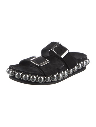 Alaïa Suede Studded Accents Slides