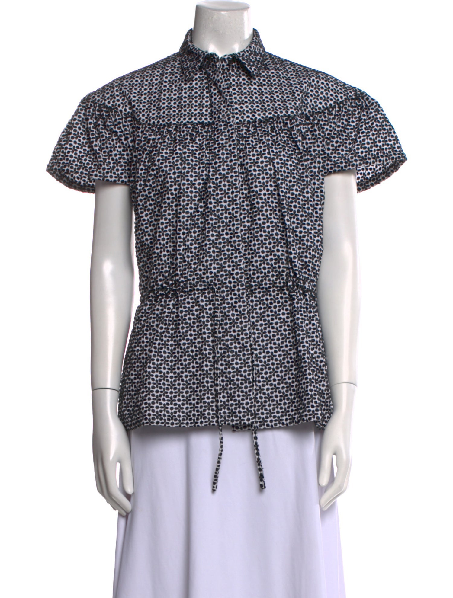 Alaïa Printed Short Sleeve Button-Up Top w/ Tags