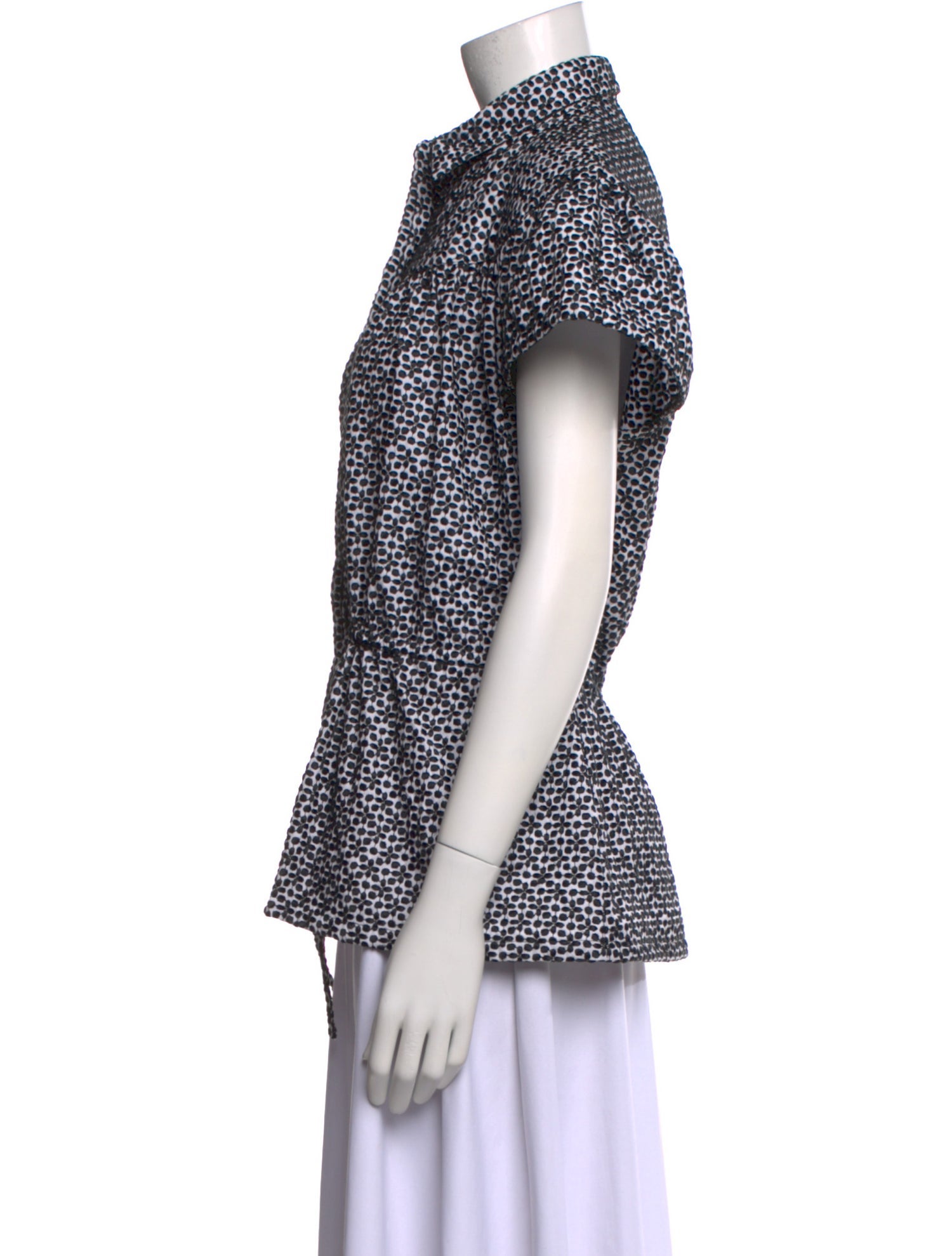 Alaïa Printed Short Sleeve Button-Up Top w/ Tags