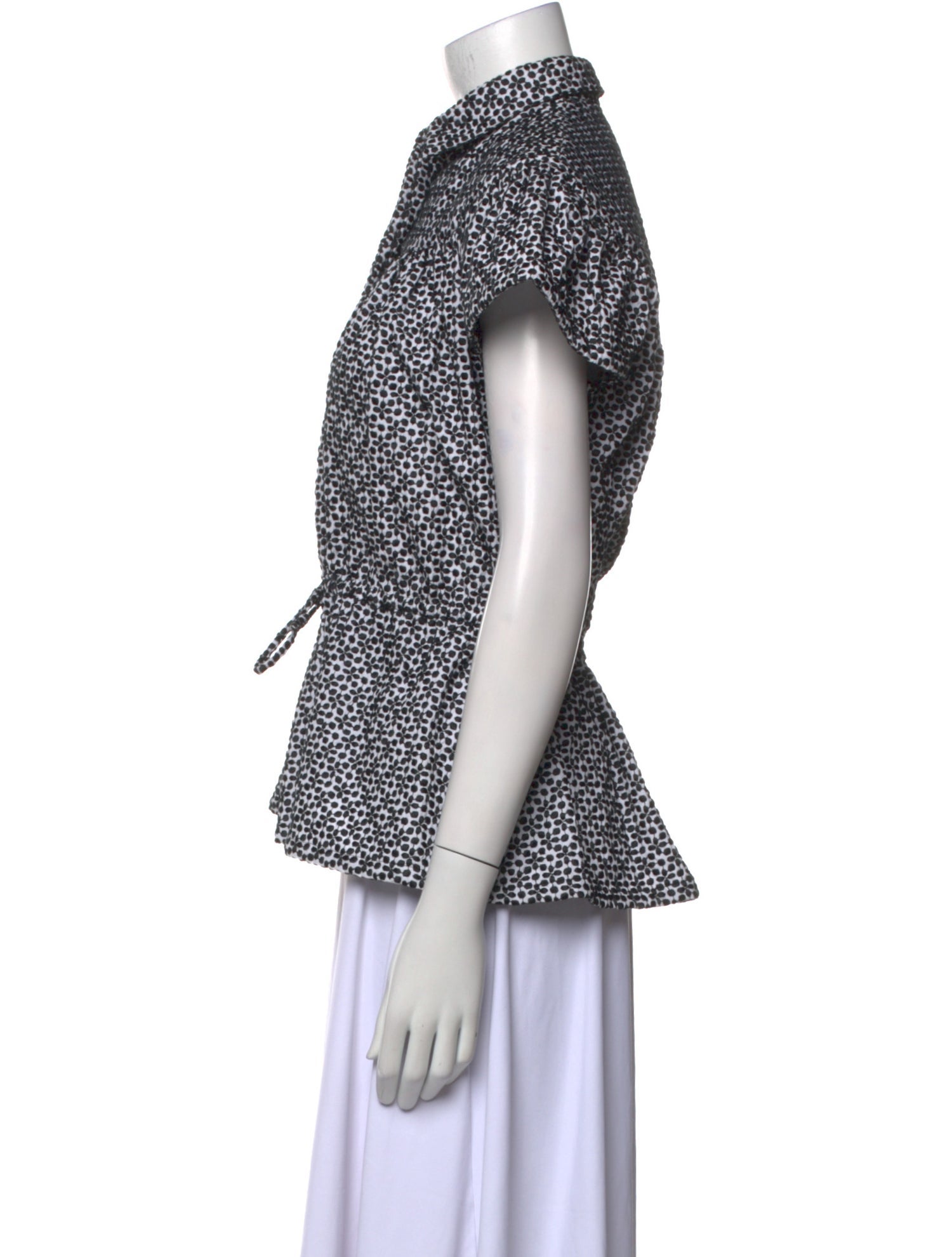 Alaïa Printed Short Sleeve Button-Up Top