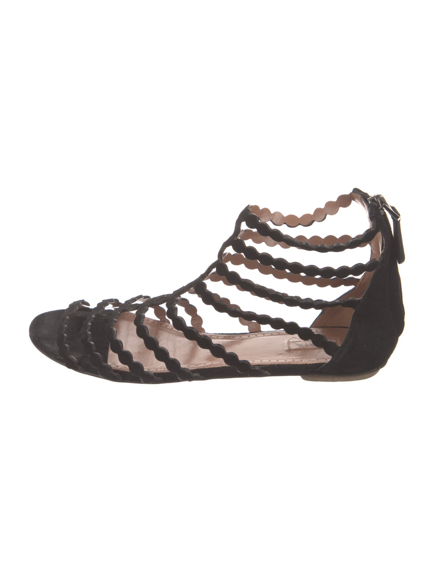Alaïa Suede Scalloped Accent Gladiator Sandals