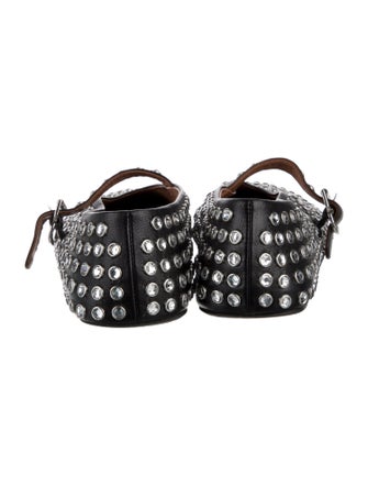 Alaïa Leather Crystal Embellishments Ballet Flats