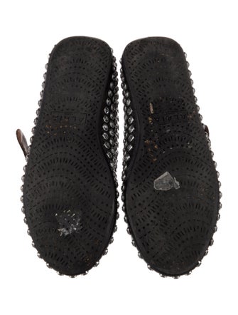 Alaïa Leather Crystal Embellishments Ballet Flats
