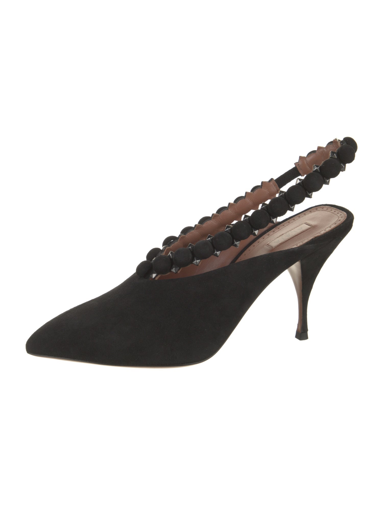 Alaïa Suede Studded Accents Slingback Pumps