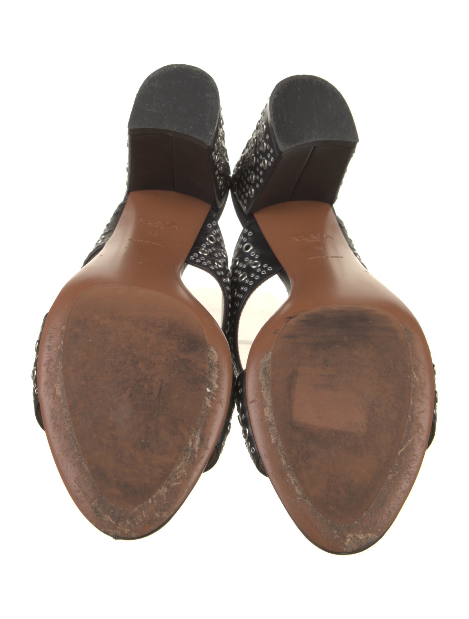 Alaïa Leather Polka Dot Print Slides