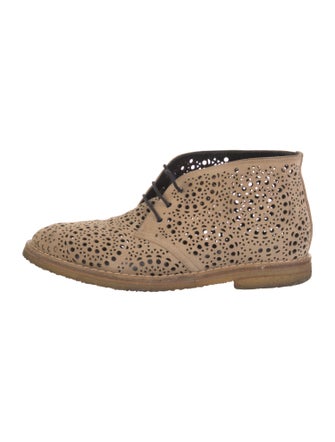 Alaïa Suede Patterned Lace-Up Boots