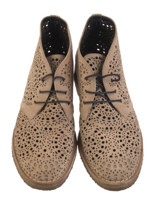Alaïa Suede Patterned Lace-Up Boots