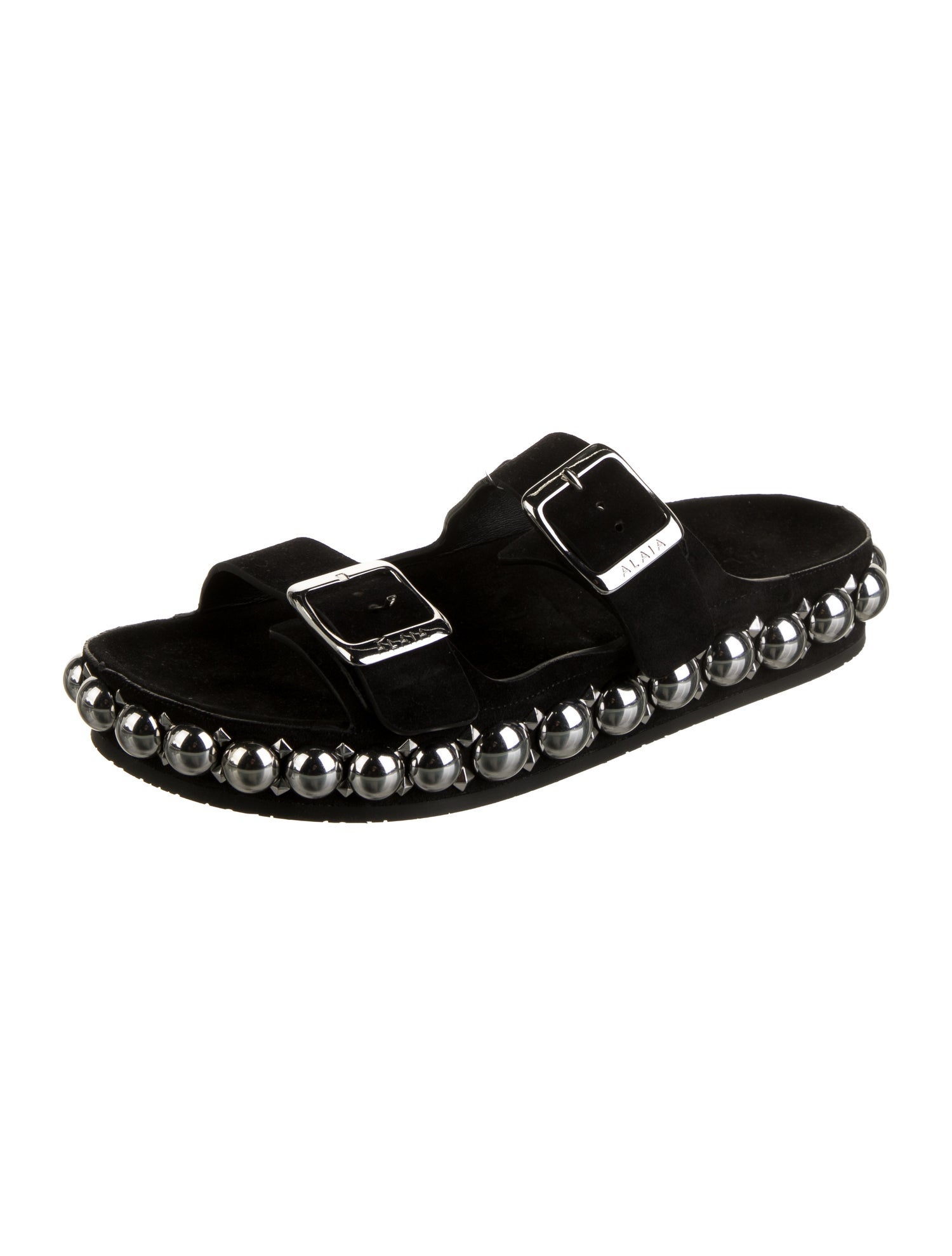 Alaïa Suede Studded Accents Slides