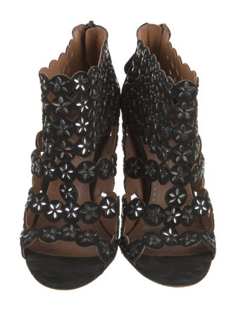 Alaïa Suede Crystal Embellishments Sandals
