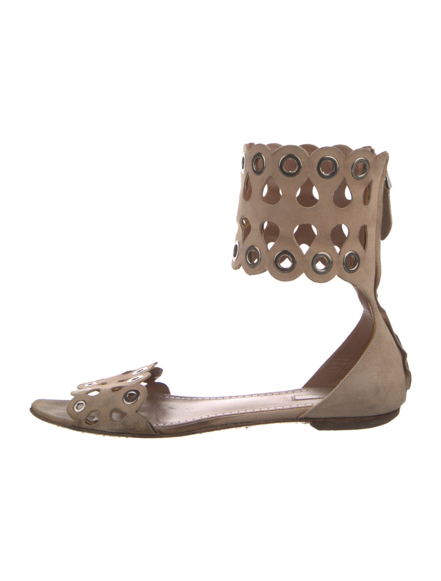Alaïa Suede Lasercut Accents Gladiator Sandals