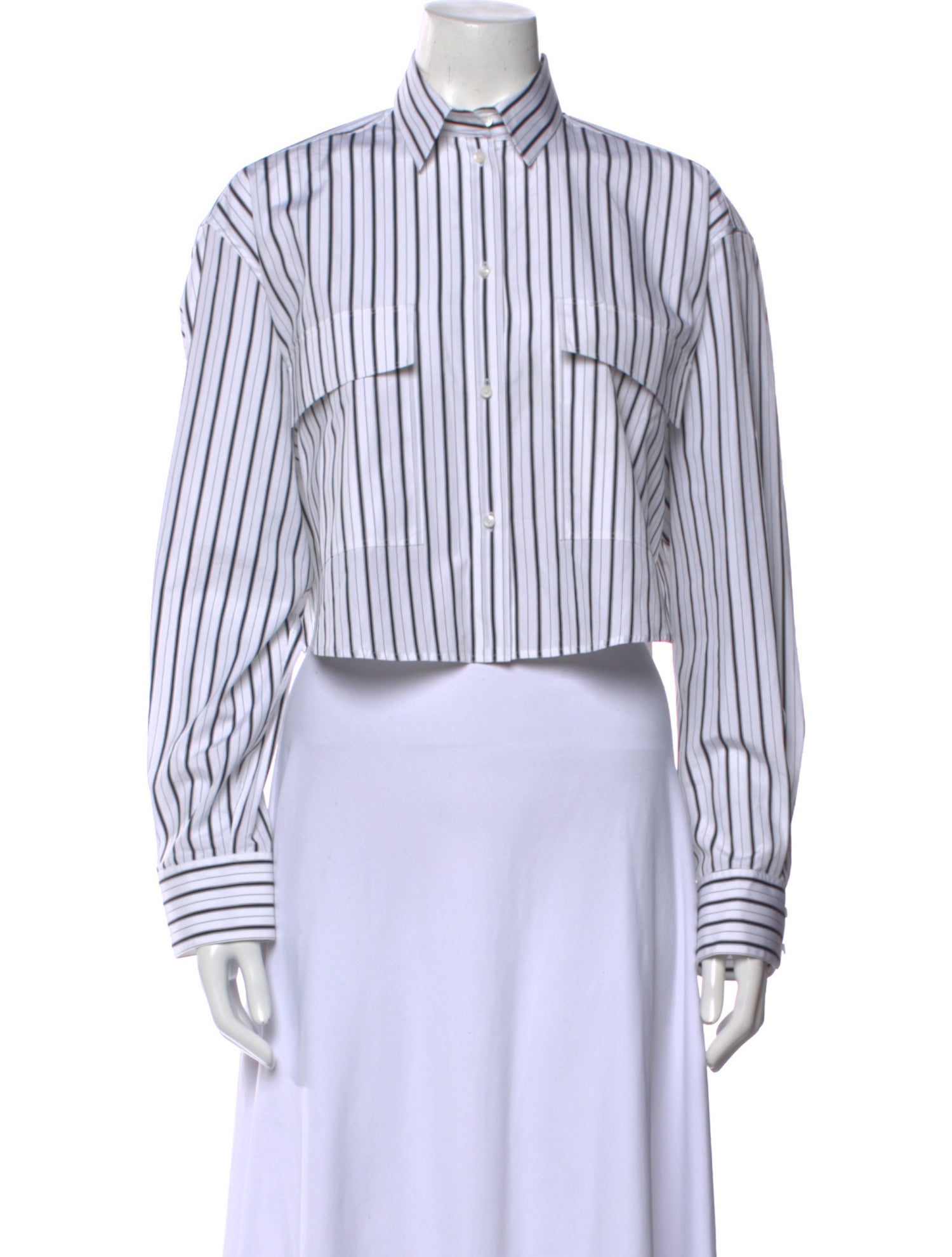 Alaïa Striped Long Sleeve Crop Top