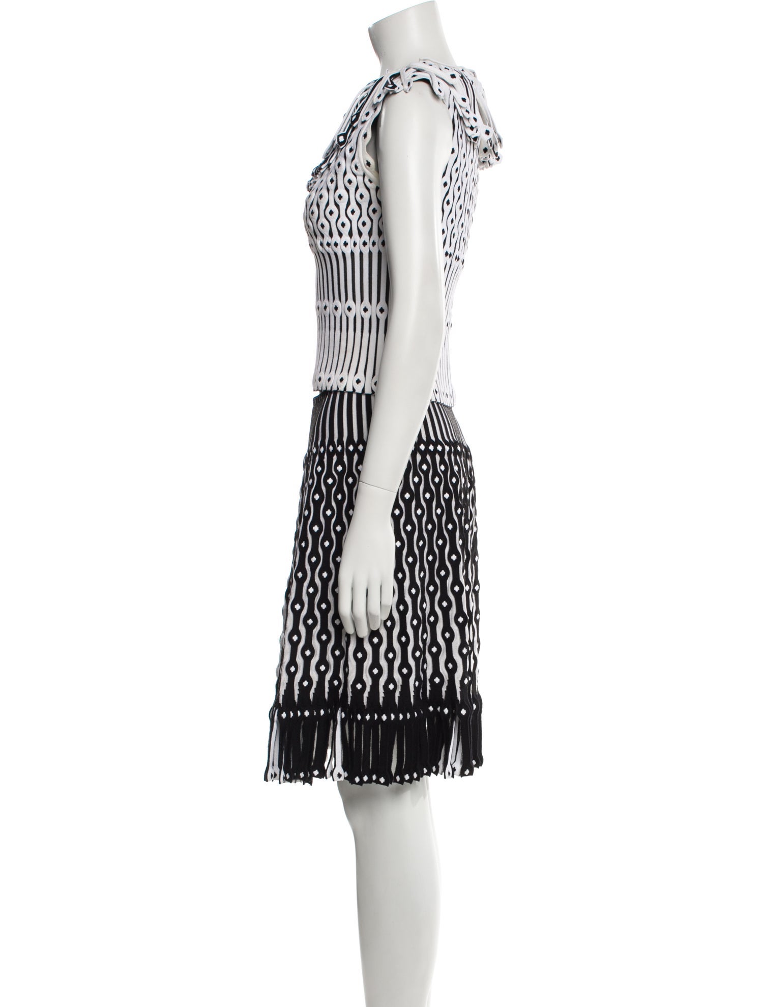 Alaïa Printed Fringe Trim Accent Skirt Set