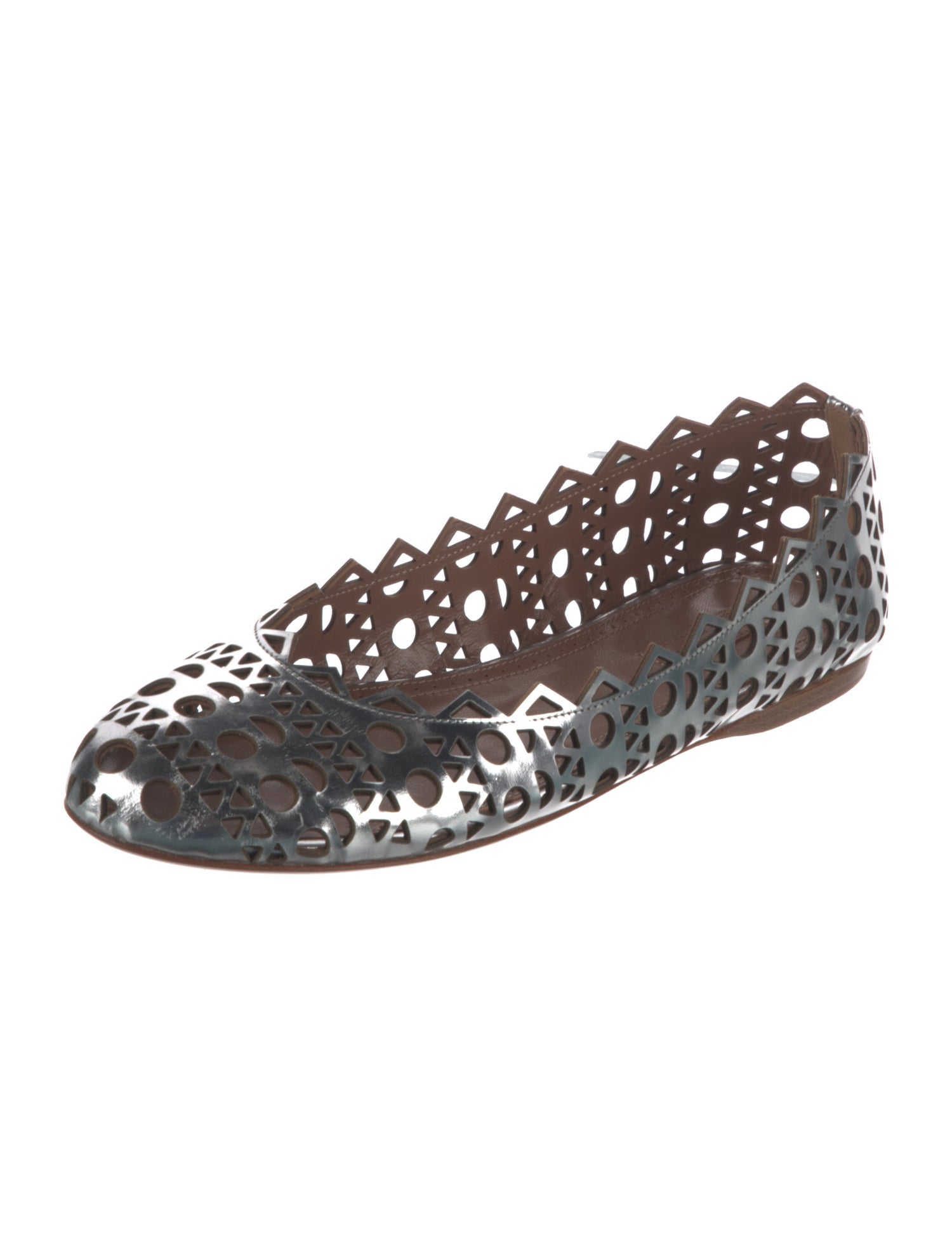 Alaïa Leather Lasercut Accents Ballet Flats