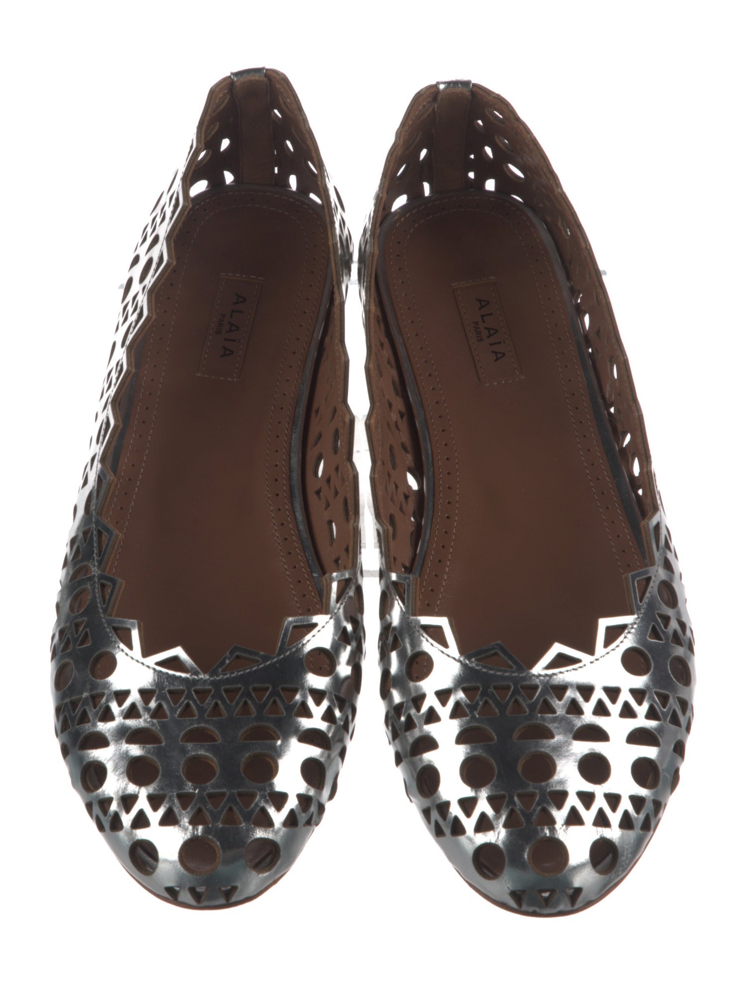 Alaïa Leather Lasercut Accents Ballet Flats