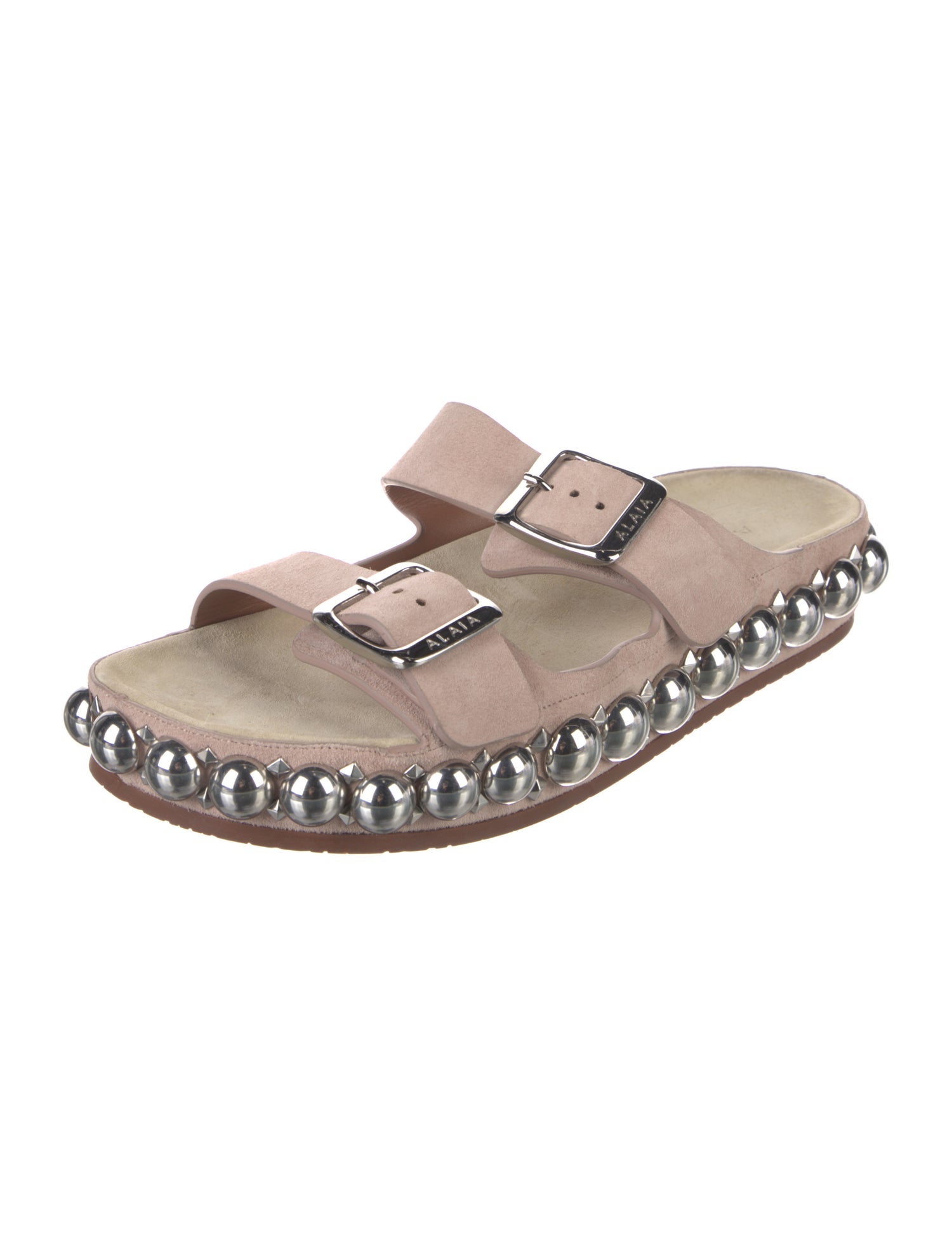 Alaïa Suede Studded Accents Slides
